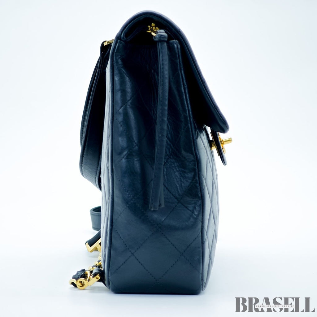 Chanel Matelassé Vintage Square Backpack 4B000272 Bag Flap Black Ladies