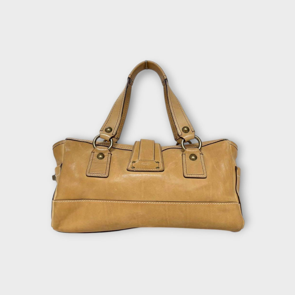 Coach Legacy 65th Turnlock Satchel Bag Handbag Brown Gold Hardware【B】