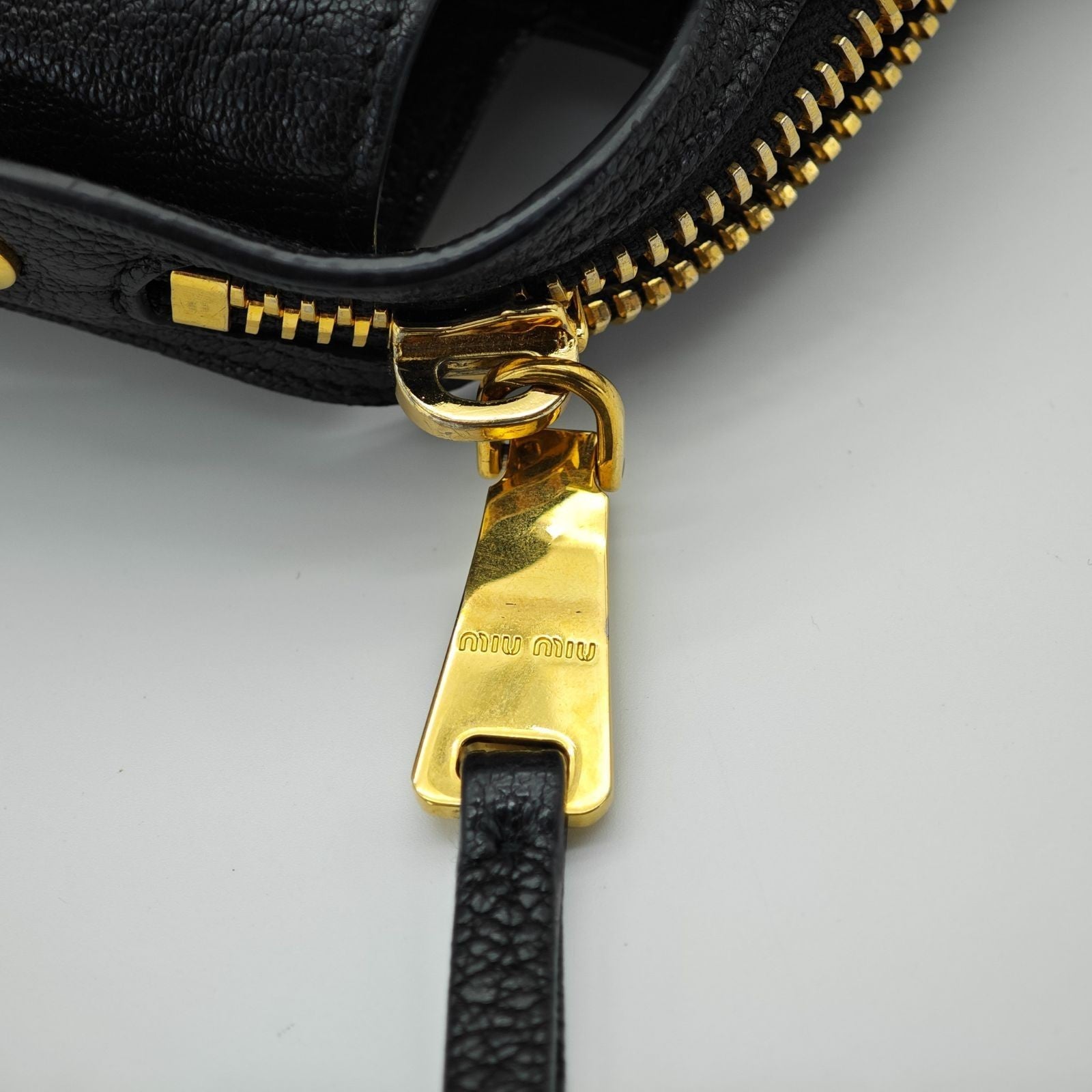 MIUMIU Matelassé Denim Canvas Handbag Horizontal Blue Men & Women