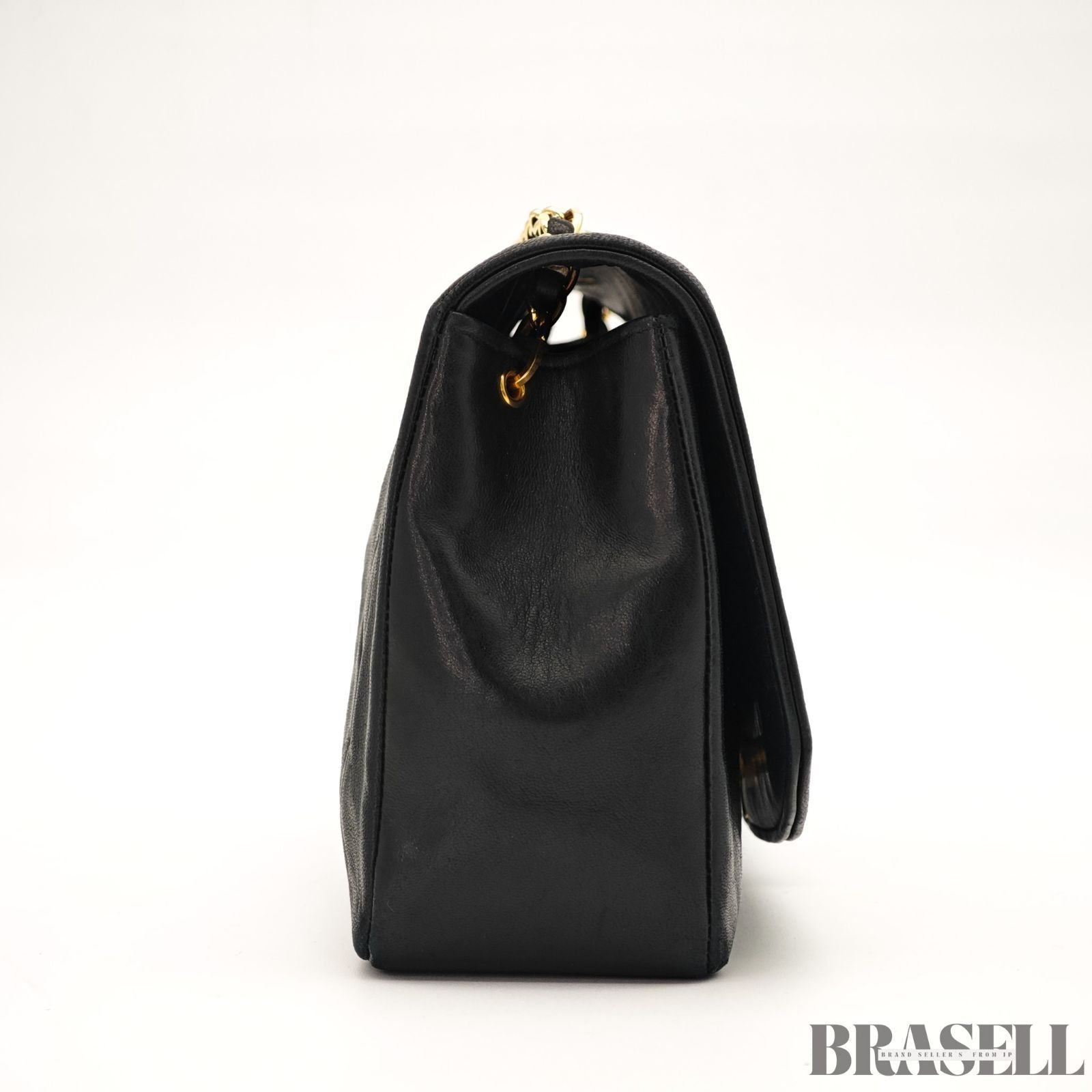 CHANEL Matelassé Diana 25 Chain Shoulder Bag Flap Quilted Black Lambskin Logo
