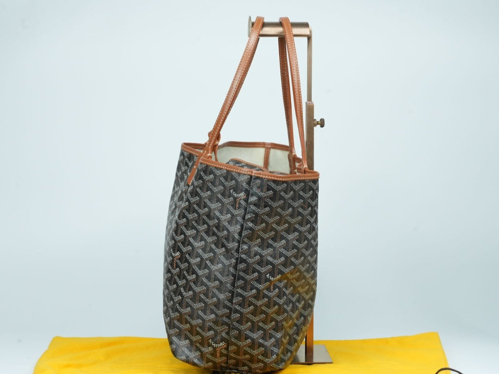 GOYARD Saint Louis PM Tote Bag Canvas Leather Handle Black Women's With Pouch