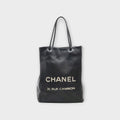 CHANEL Essential Medium Tote Bag Shoulder Bag Logo Leather Black 【B】