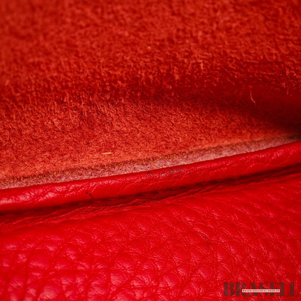 HERMES Picotin Lock MM Tote Bucket Handbag Leather Red w/ Dust Bag