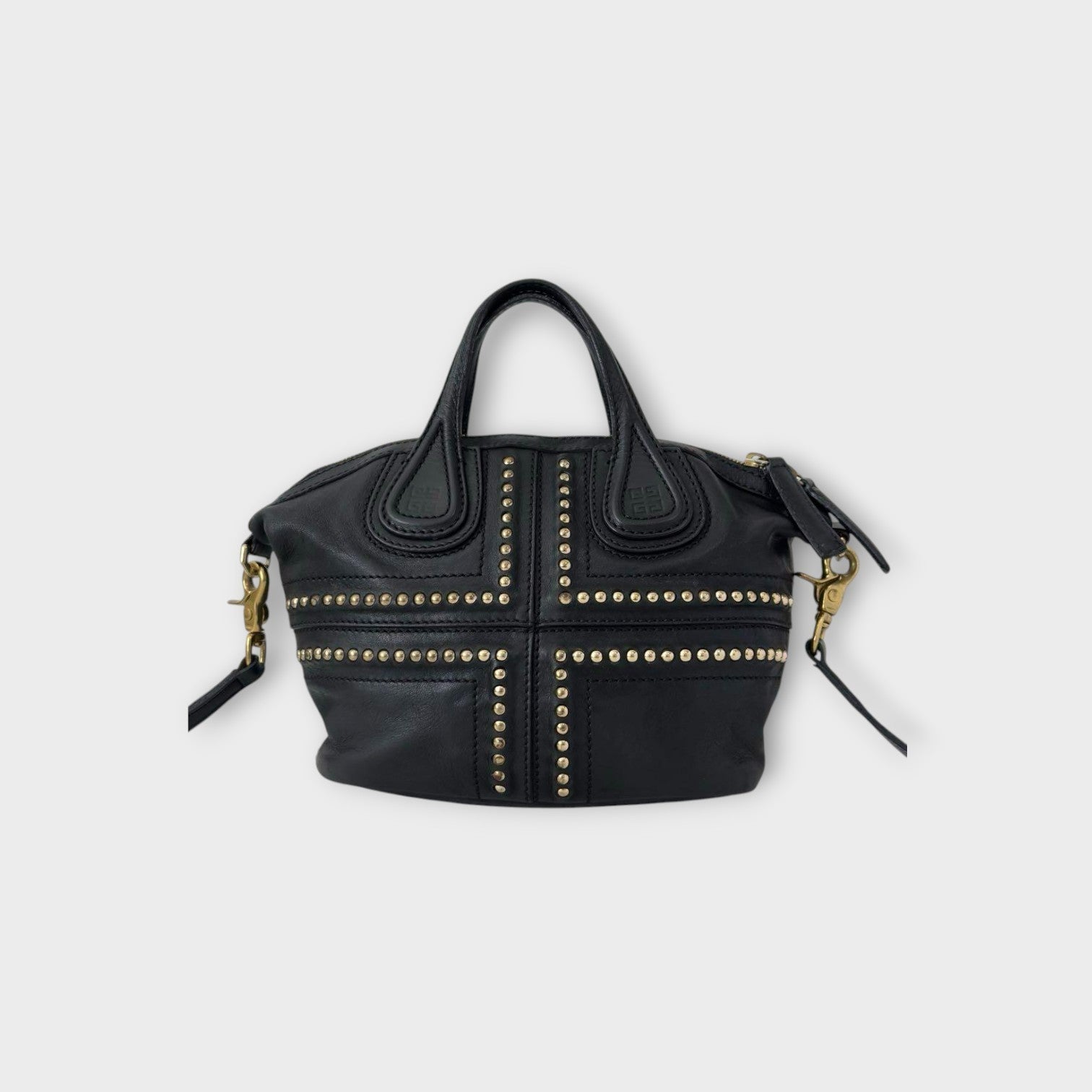 Givenchy Micro Nightingale 2Way Handbag Black Studs Leather Gold Hardware 【A】