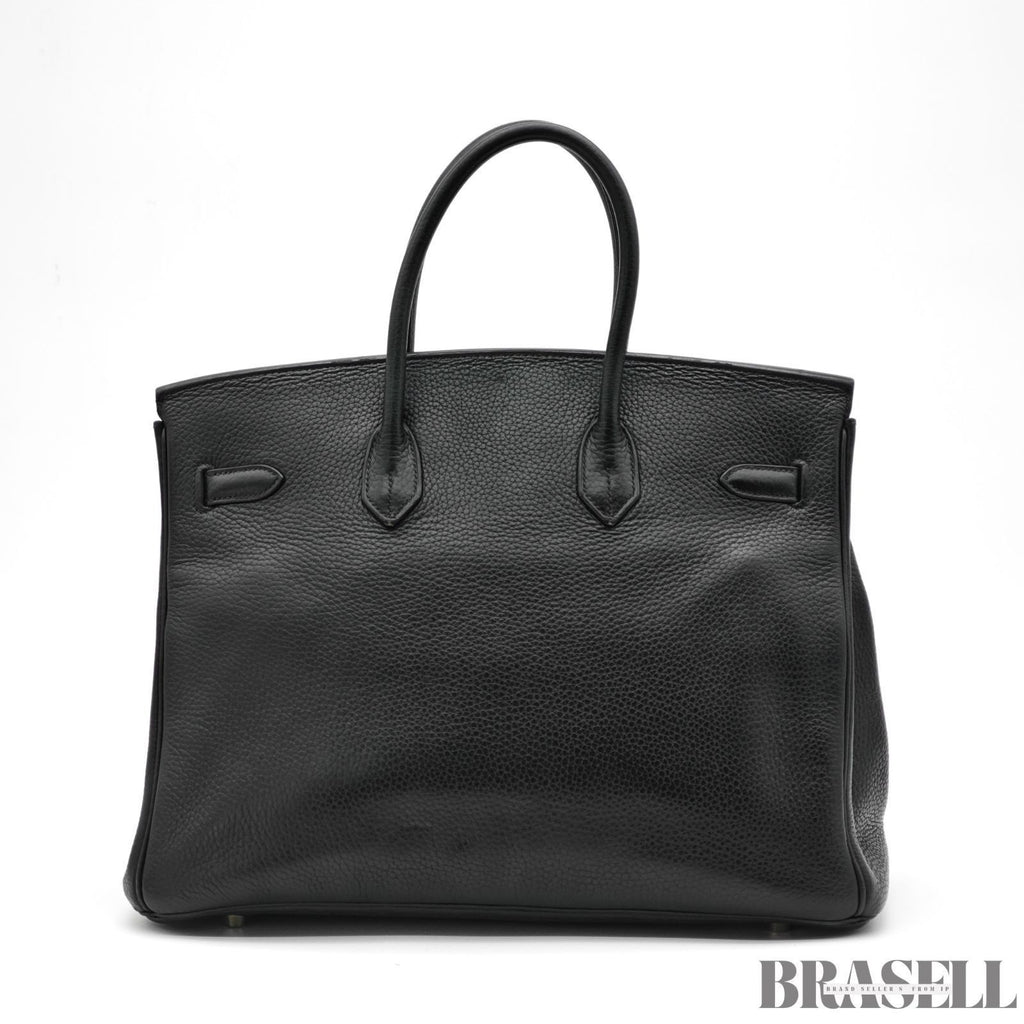 HERMES Birkin 35 Hand Bag Tote Bag Black Noir Taurillon Clemence Women