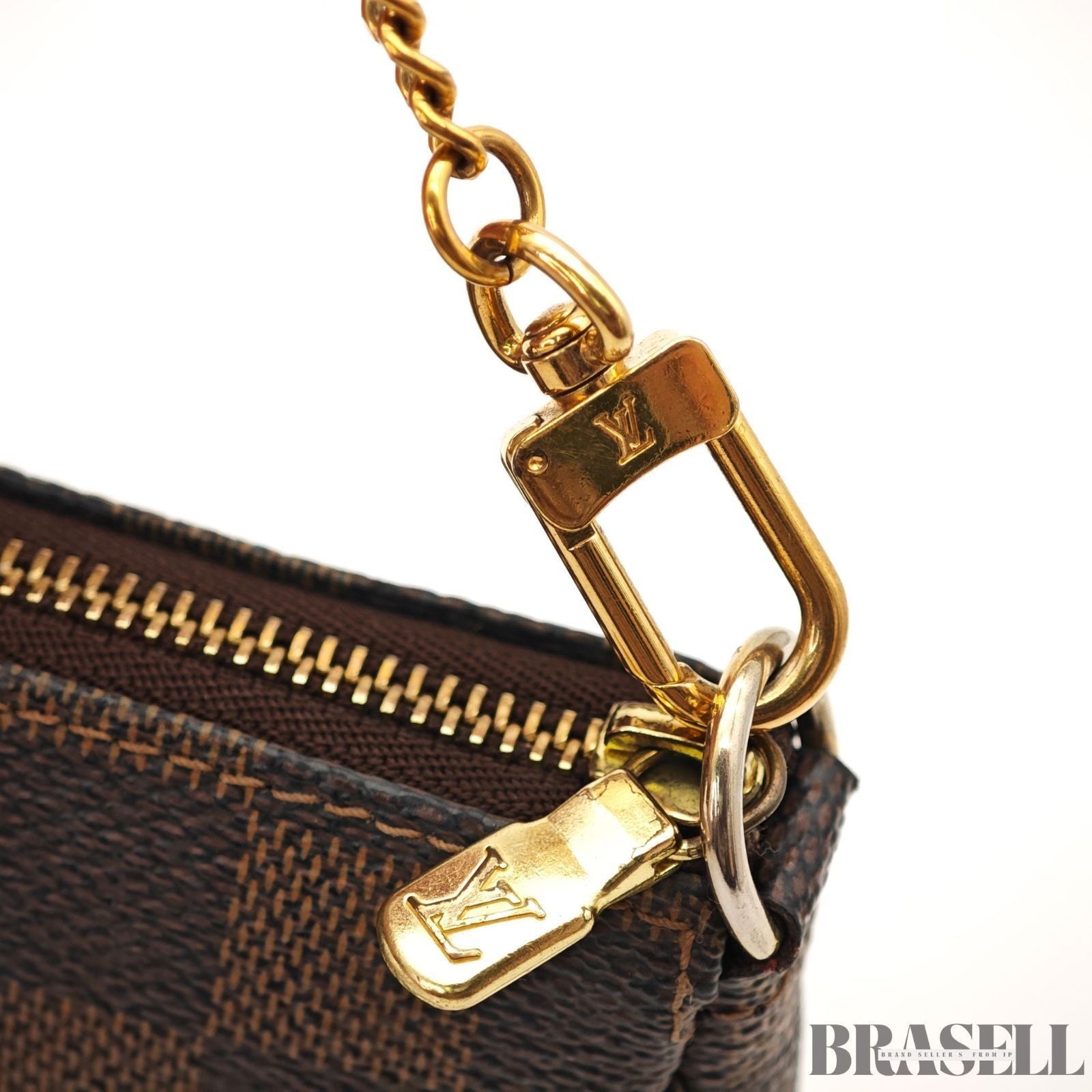 LOUIS VUITTON Damier Ebene Mini Pochette Accessoires Pouch N58009 Auth Brown