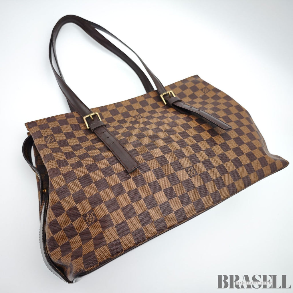 LOUIS VUITTON Chelsea Shoulder Tote Bag Damier Leather Canvas Brown N51119