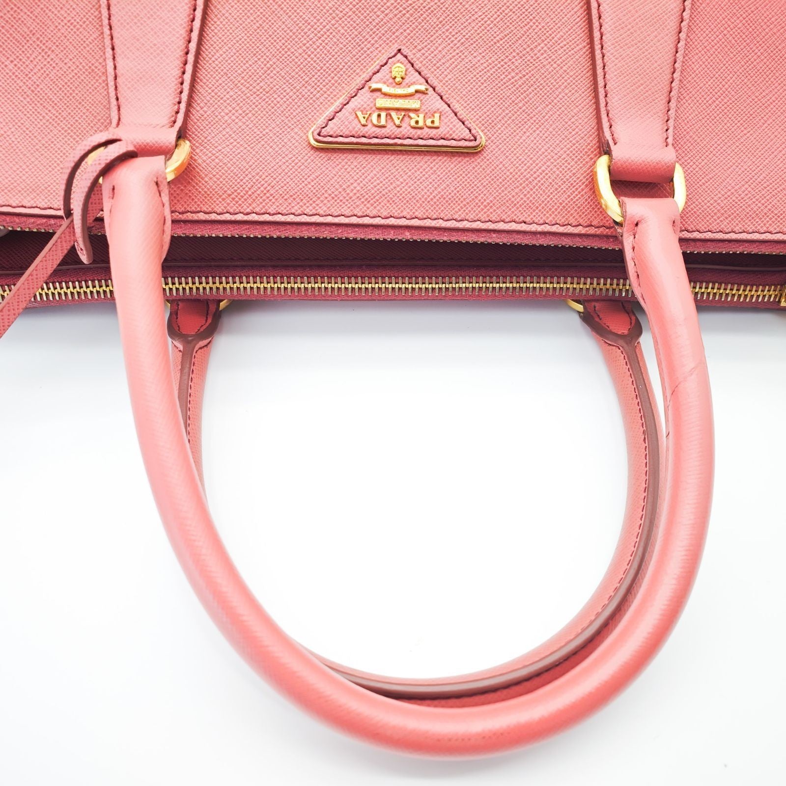 PRADA Saffiano Leather Galleria 2-Way Handbag/Tote Bag Pink with Shoulder Strap