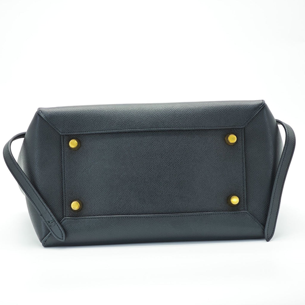 CELINE Luggage Shoulder Bag Leather 2-Way Black Women's
