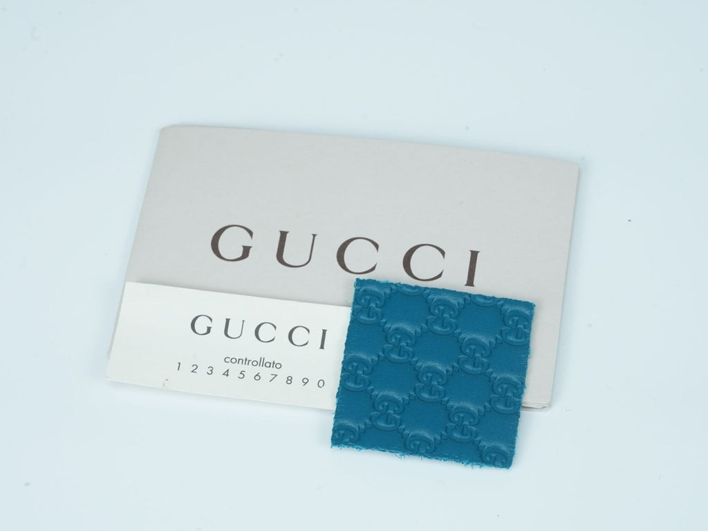 GUCCI Microguccissima GG Pattern Leather Tote Bag Emerald Blue