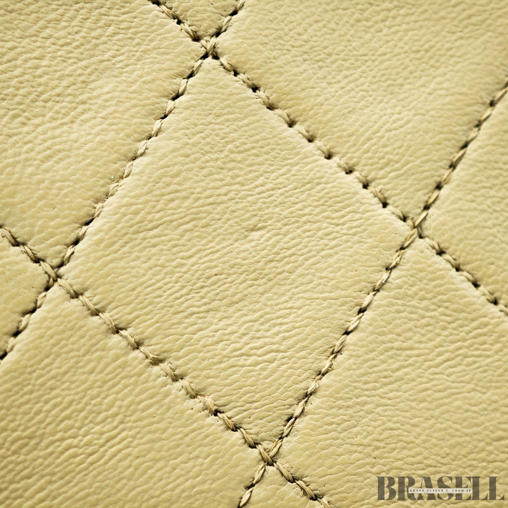 Chanel Mini Matelassé Shoulder Bag Lambskin Flap Compact Beige Women