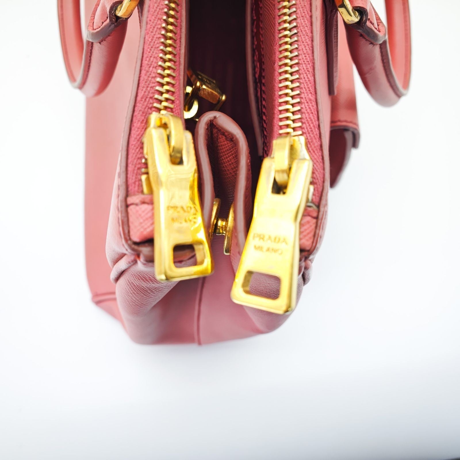 PRADA Saffiano Leather Galleria 2-Way Handbag/Tote Bag Pink with Shoulder Strap