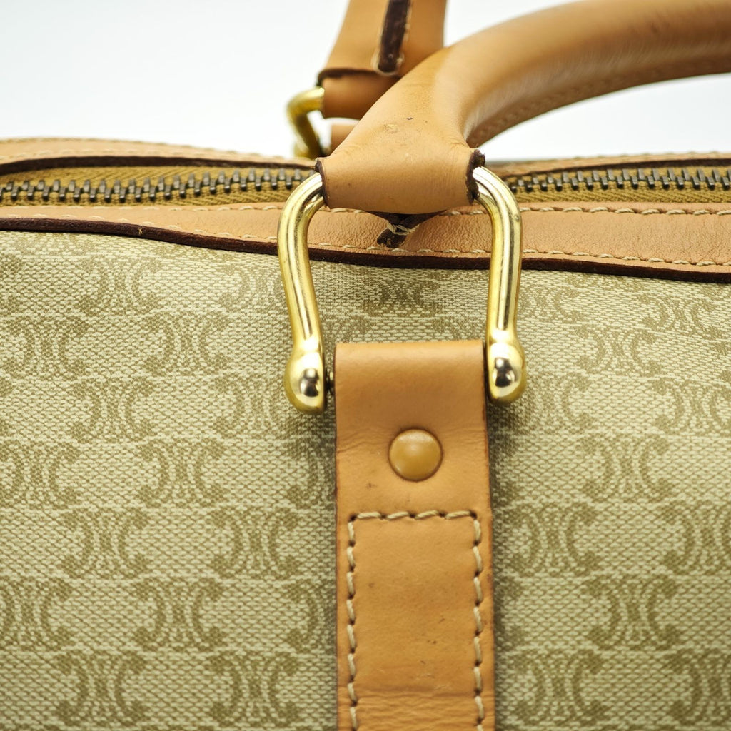 CELINE Macadam Mini Boston Bag Brown/Beige Women's
