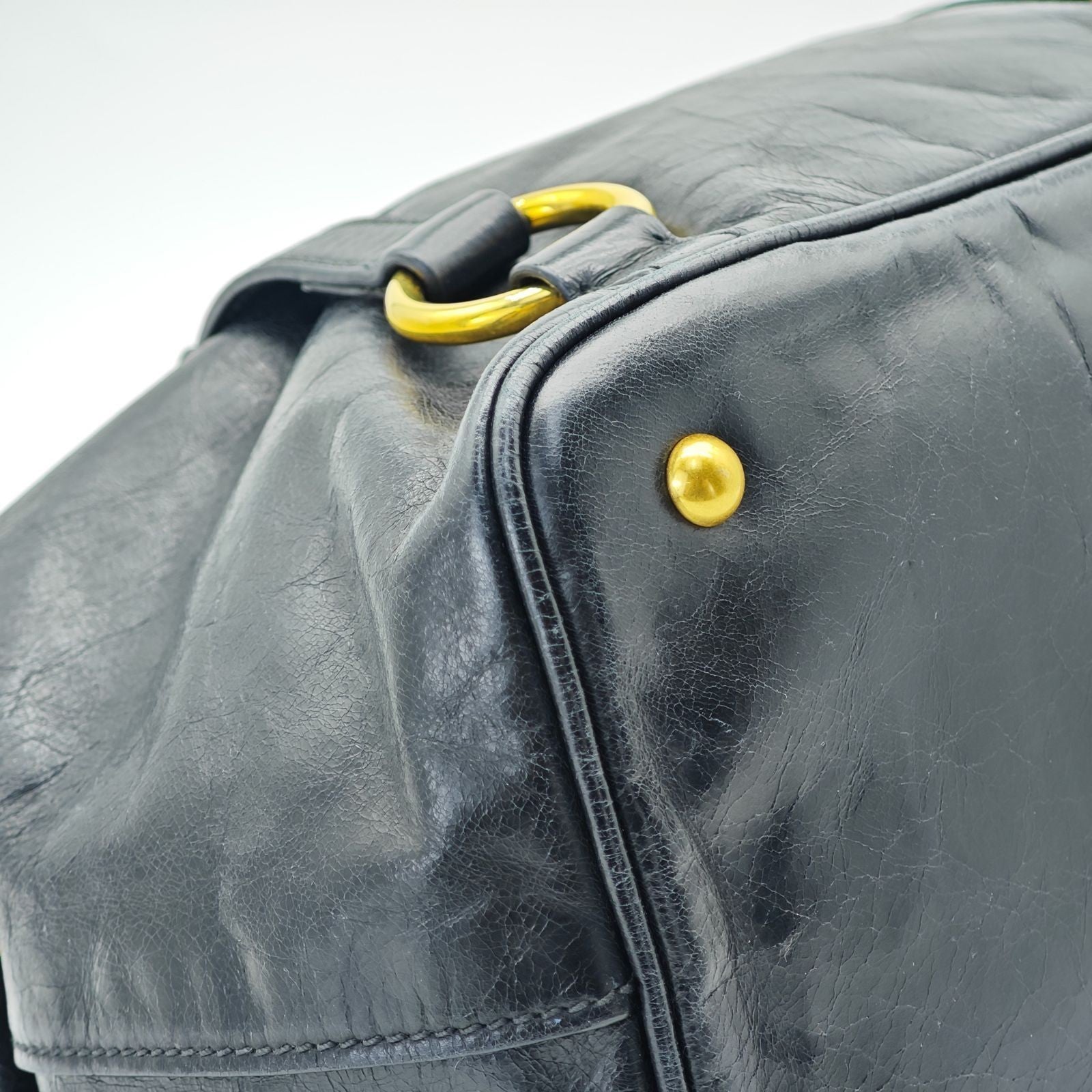 MIU MIU Vitello Lux Leather Handbag/Tote Bag Black for Men and Women