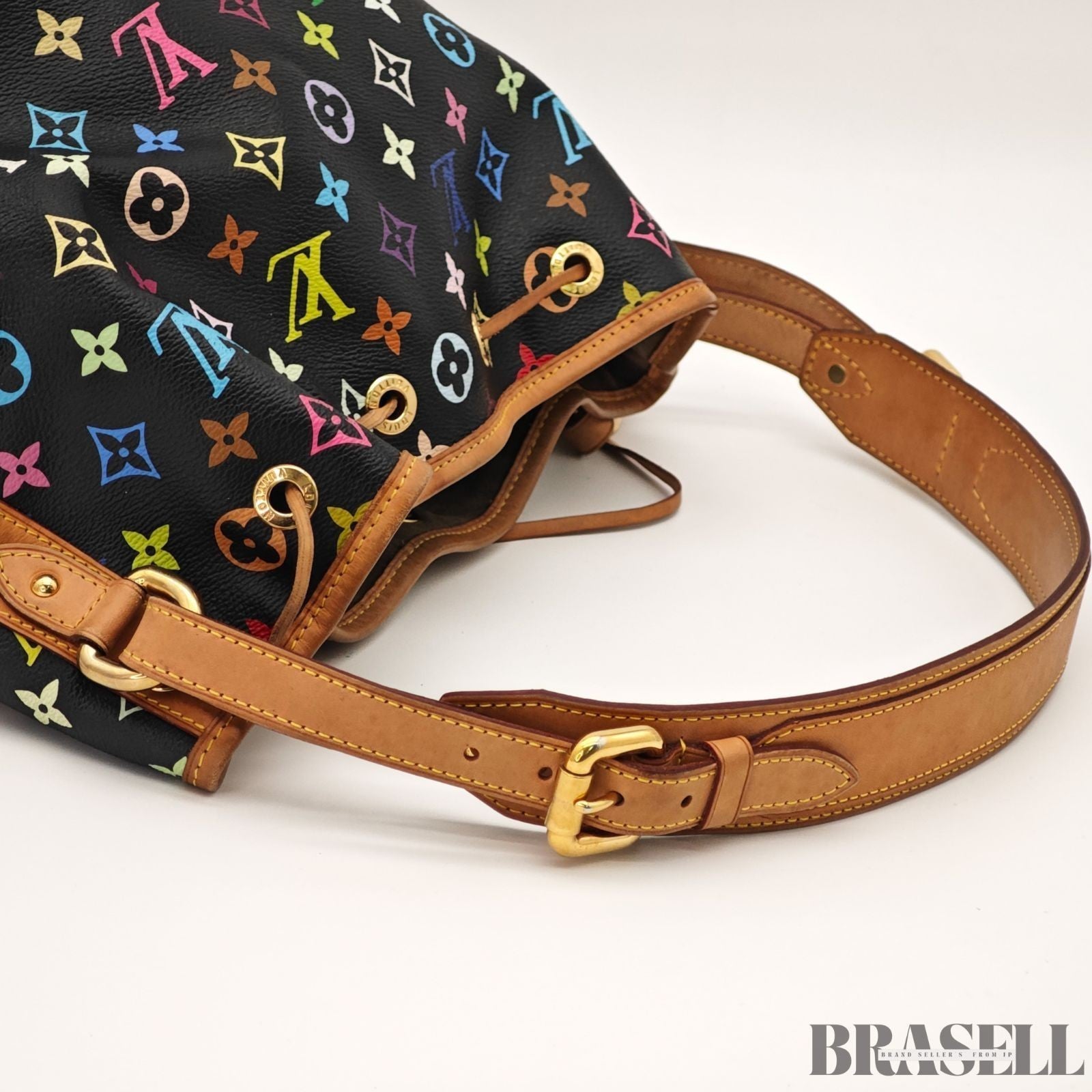 LOUIS VUITTON Monogram Multicolor Petit Noe Bag Handbag Black M42230 Auth