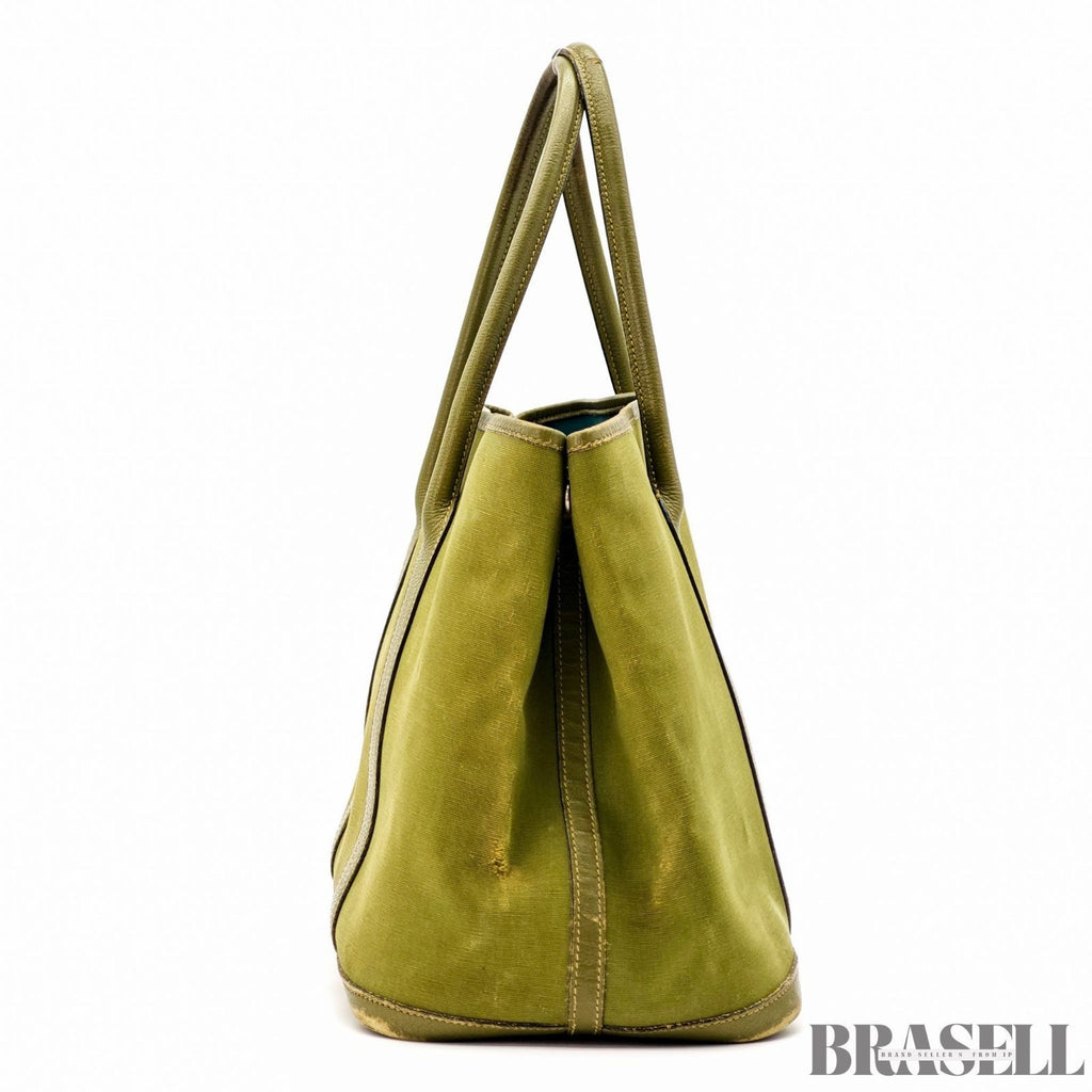 Hermès Garden Party PM Khaki Riken Tote Bag Handbag Toile Officier Leather