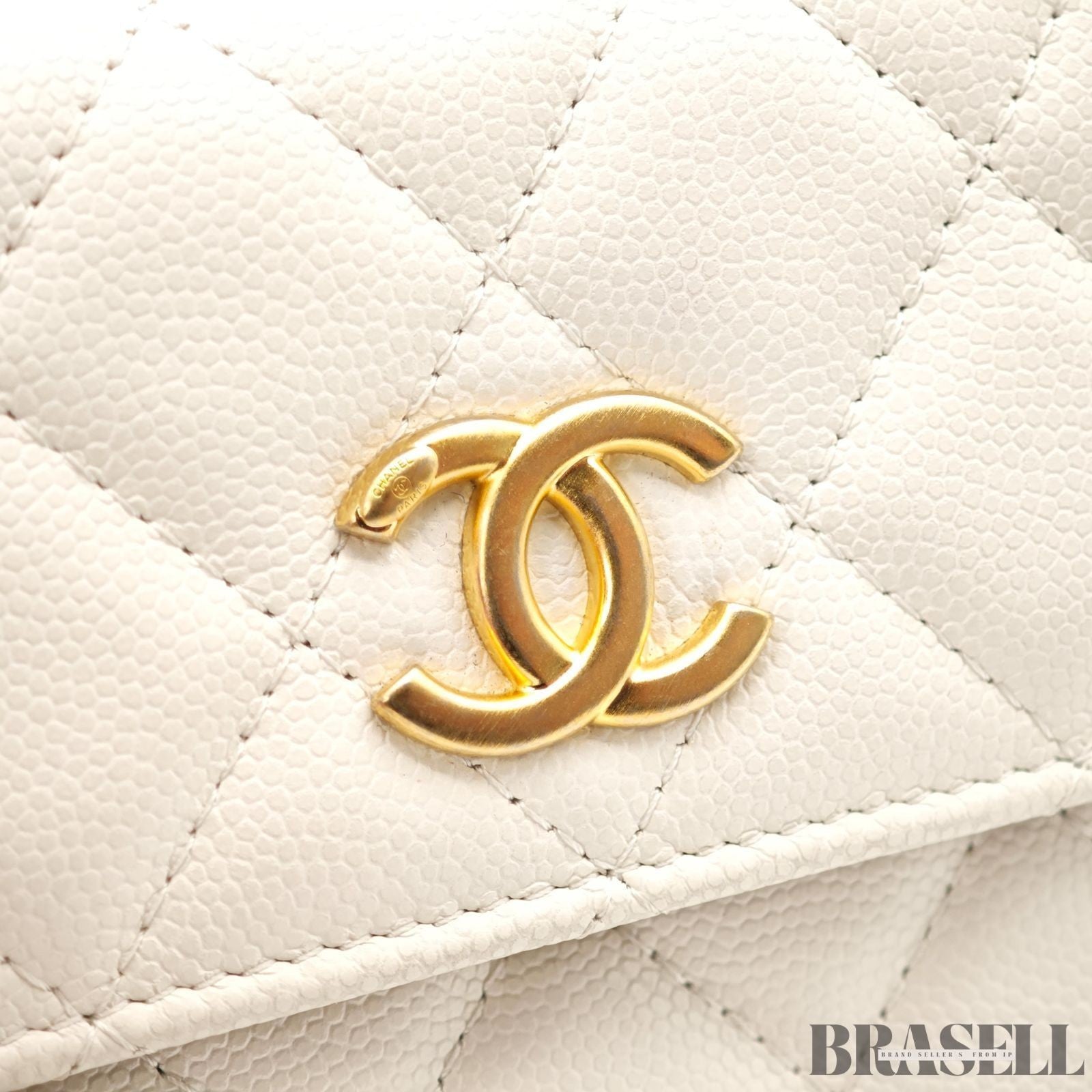 CHANEL Mini Matelasse Quilted Chain Shoulder Bag Women White w/Box Dust Bag