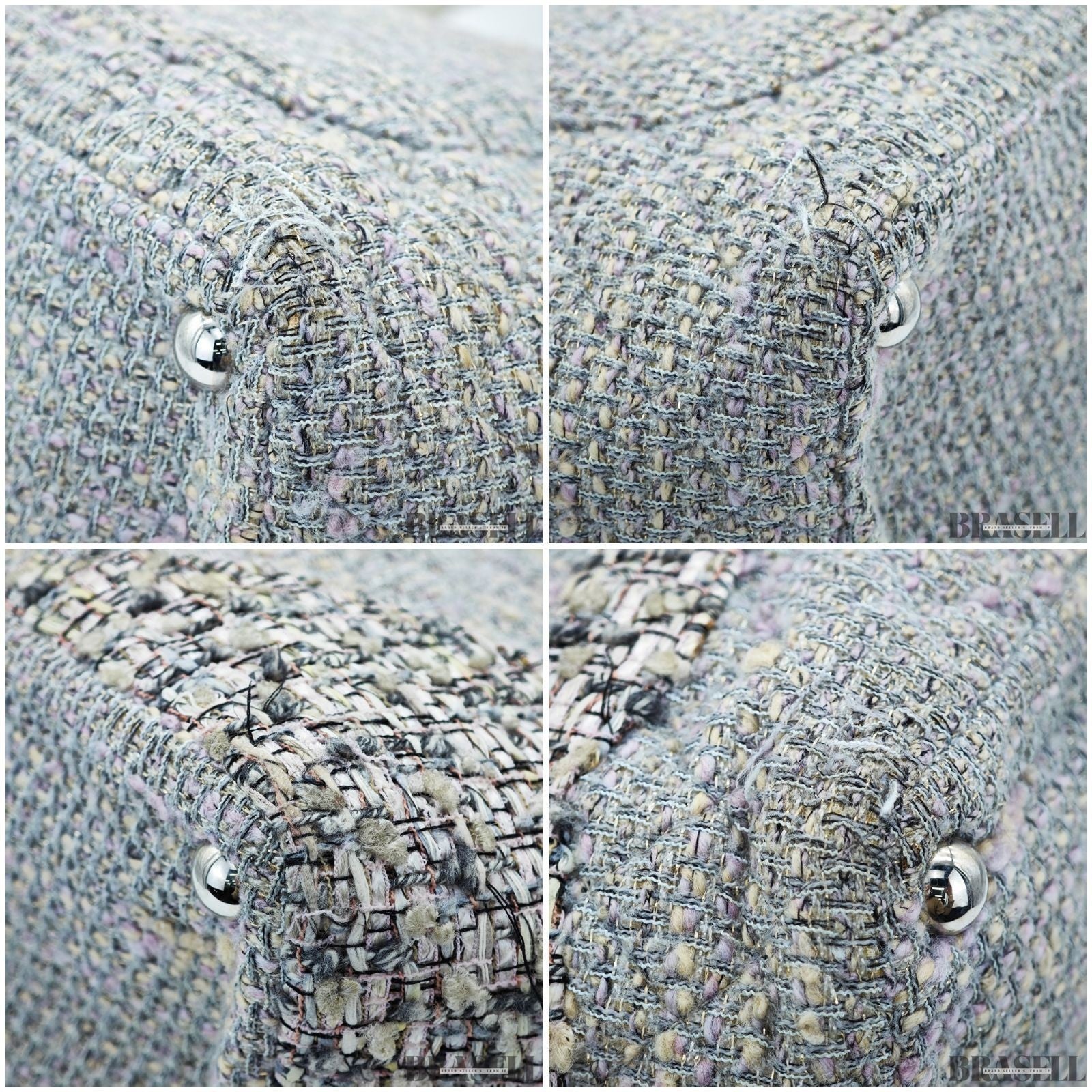 Chanel Cambon Line Tweed Multicolor Silver Tote Bag No 9 A25170 Woman