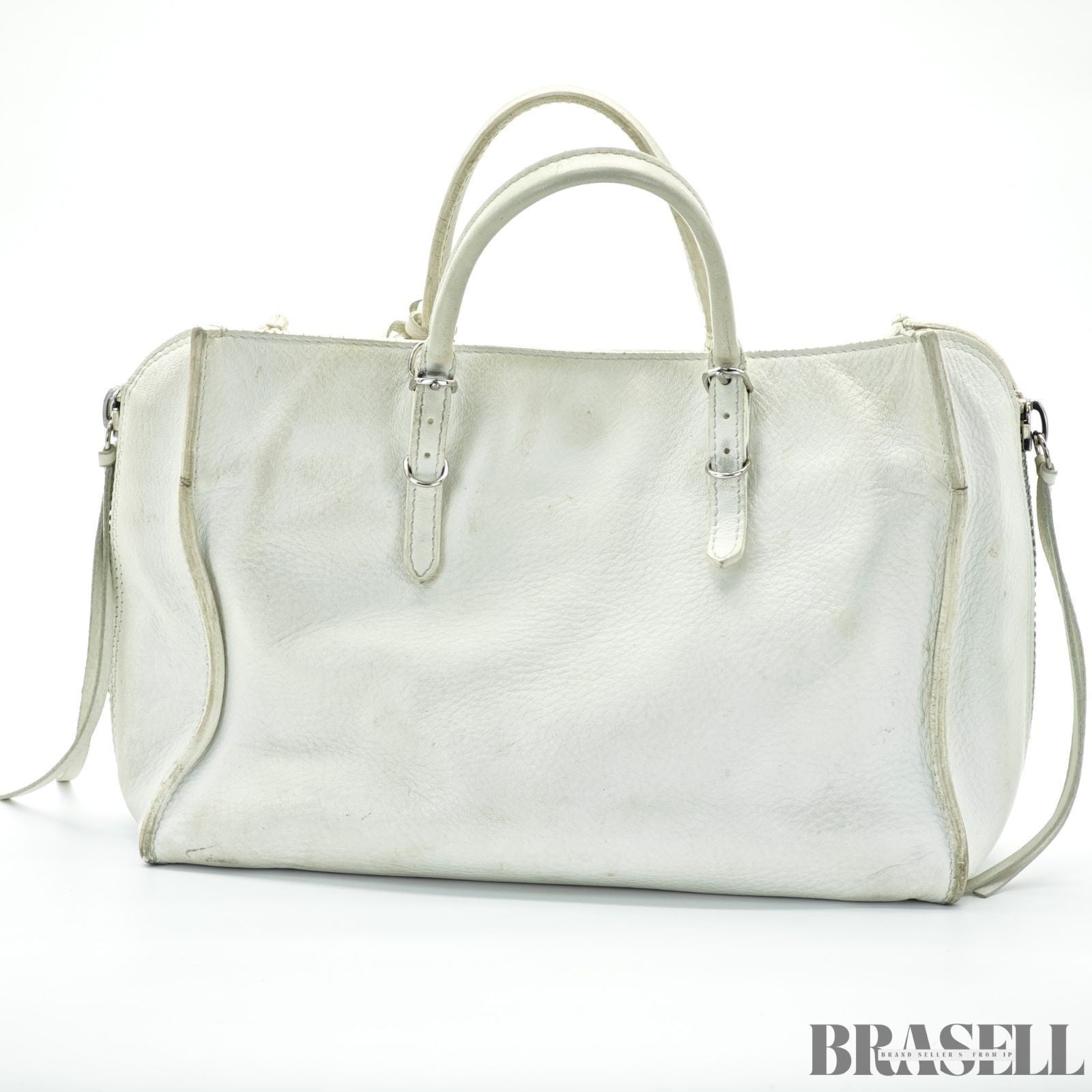 BALENCIAGA 2-Way Handbag Shoulder Bag Paper A4 370926 Ivory Women's