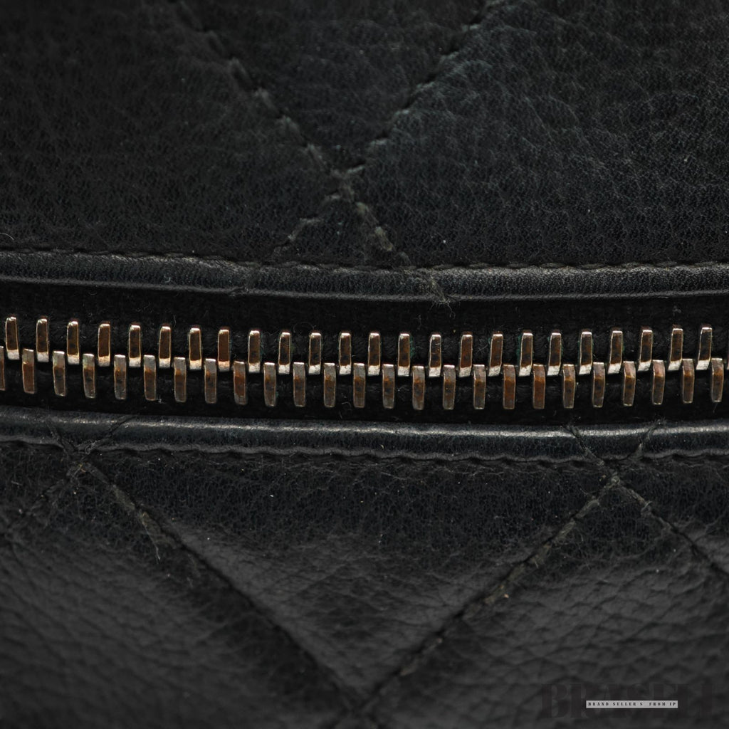CHANEL Matelassé Caviar Leather Mini Boston Handbag Black with Guarantee Card