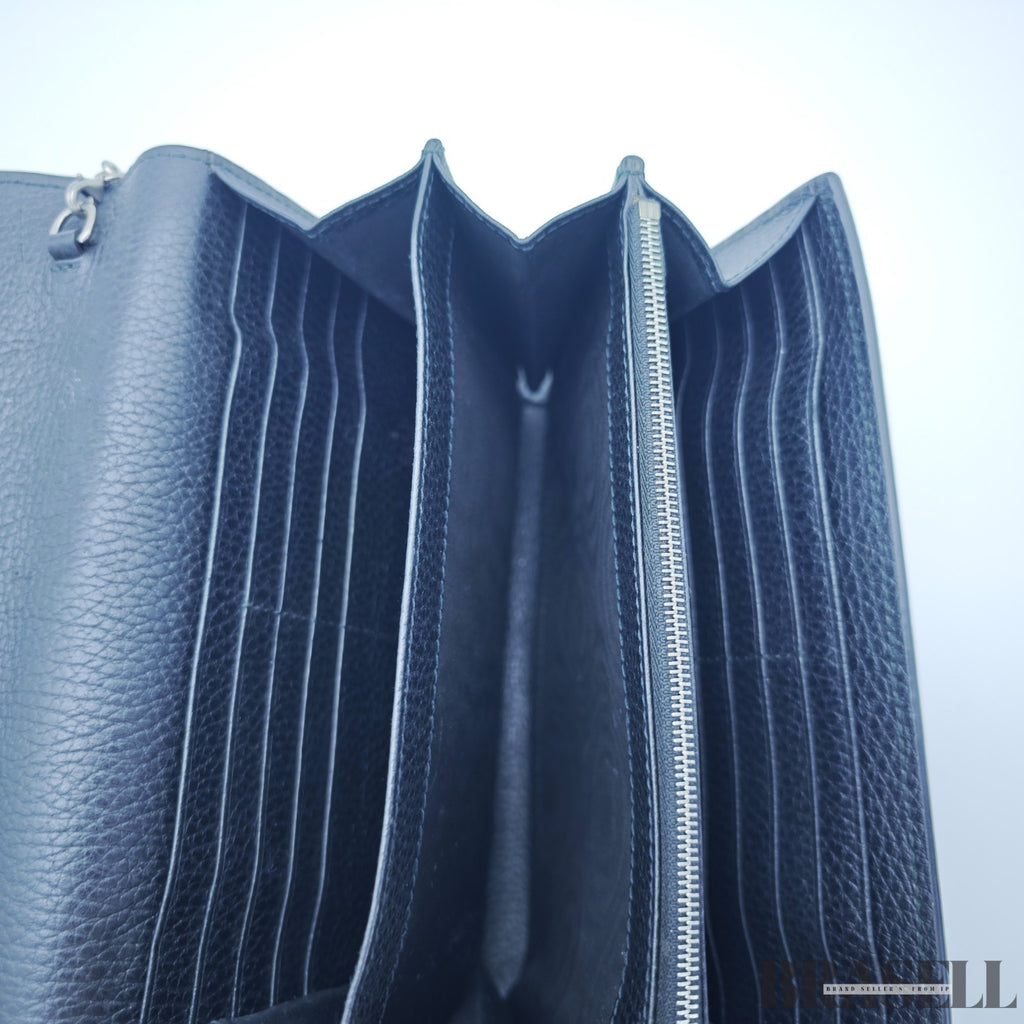 GUCCI Dionysus Tiger Head Chain Wallet 401231 Leather Black