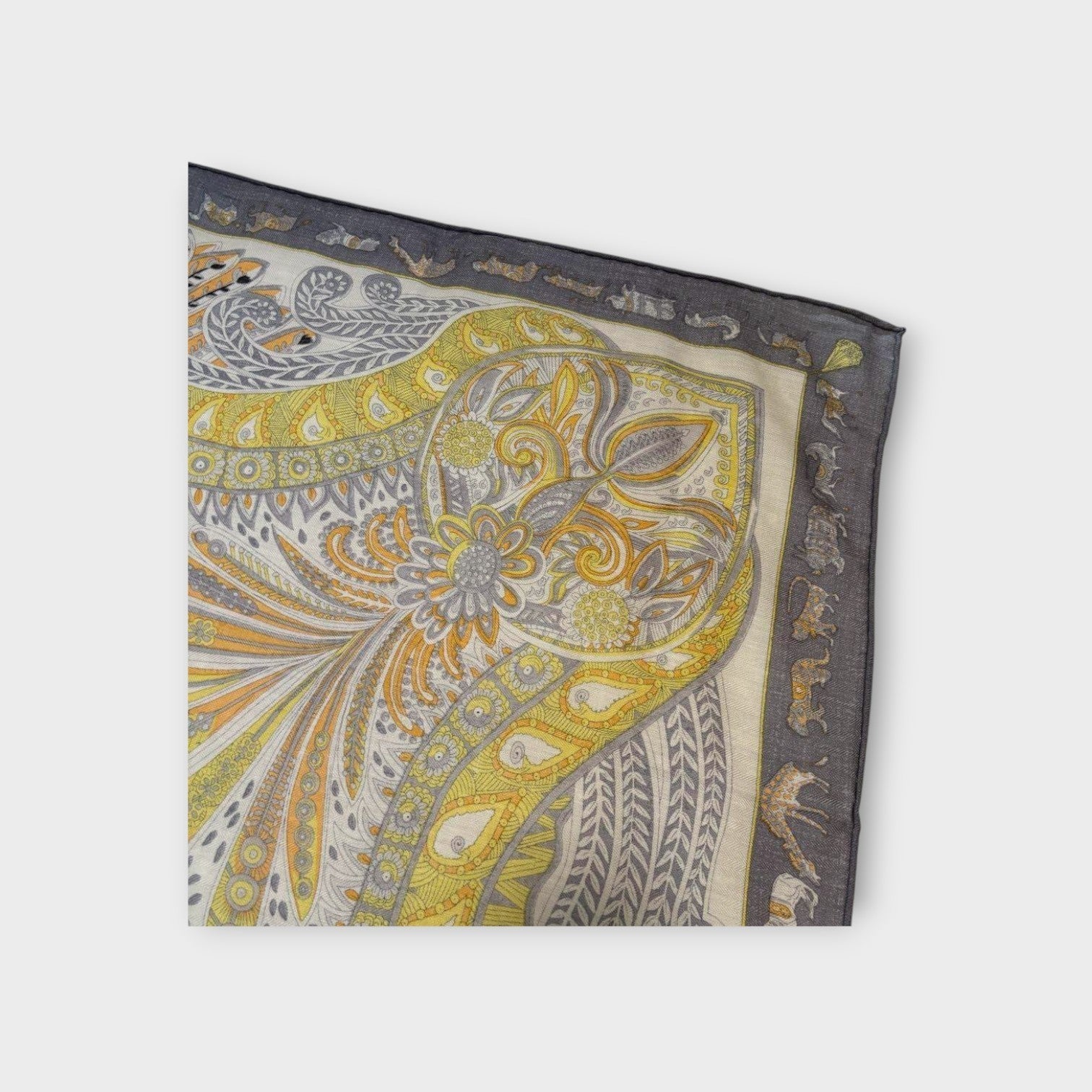 Hermès Carré 140 Herringbone "Jardin de la Maharani" Silk Scarf Bandana 【S】