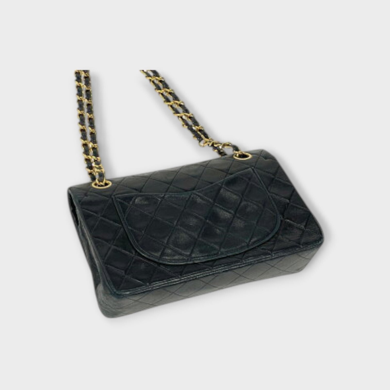 CHANEL MATRASSE W Flap Chain Shoulder Bag Coco Mark Leather Black A01113