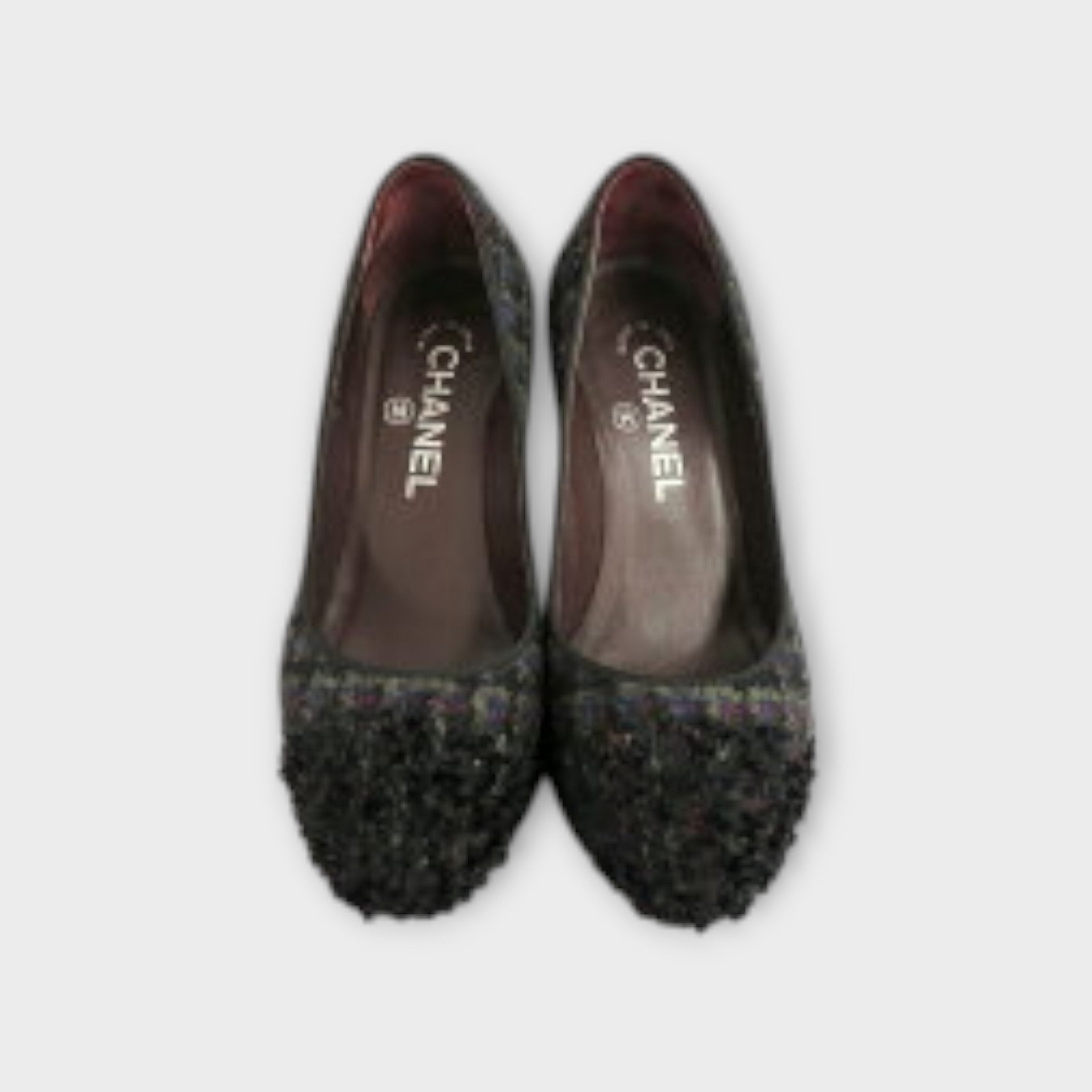 CHANEL Tweed Pumps G27495 Size 34.5 (21.5cm) Black with Coco Mark