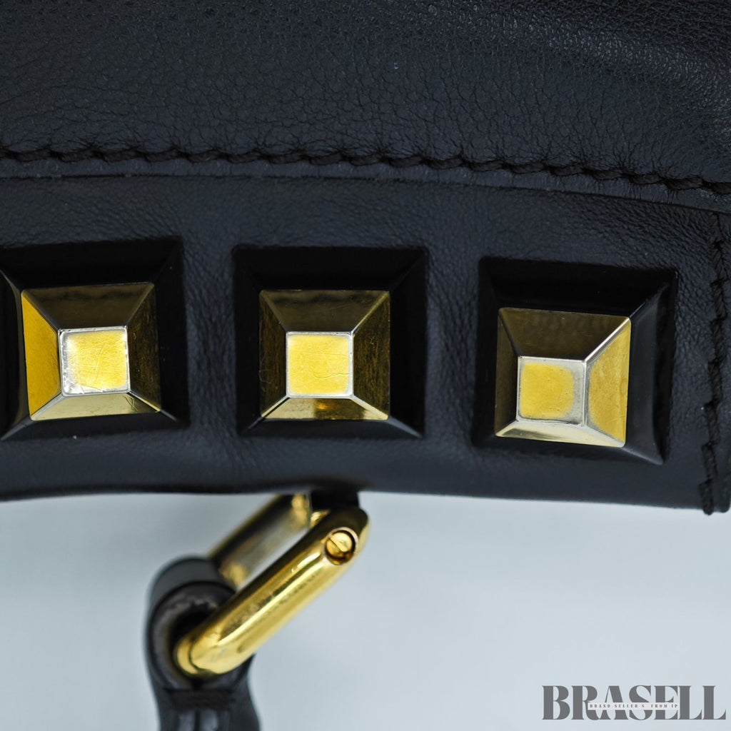 FENDI Peekaboo 8BN290 Large Black Leather Handbag Shoulder Bag Women’s