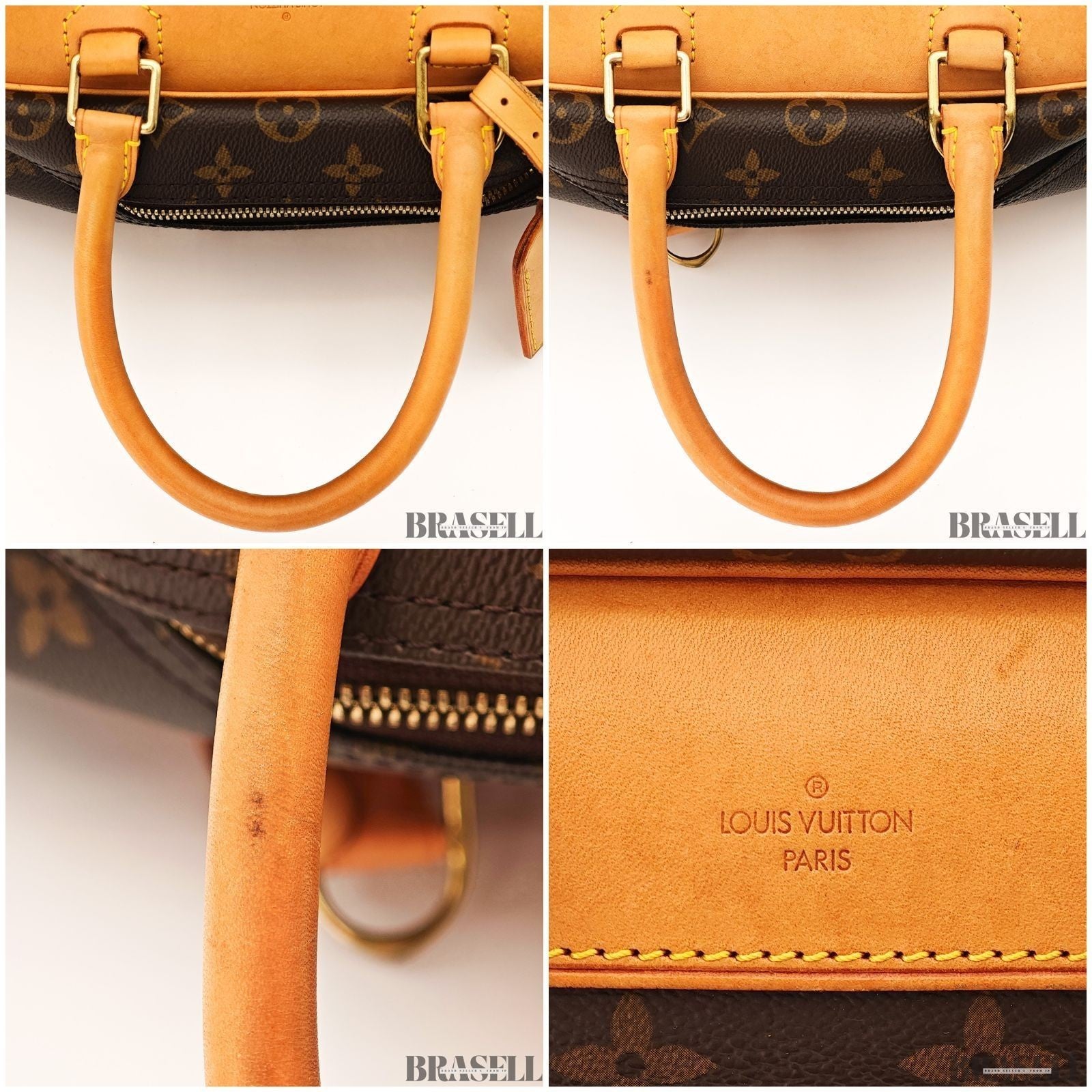 LOUIS VUITTON Deauville Hand Bag Monogram Leather Canvas Brown M47270 MB0055