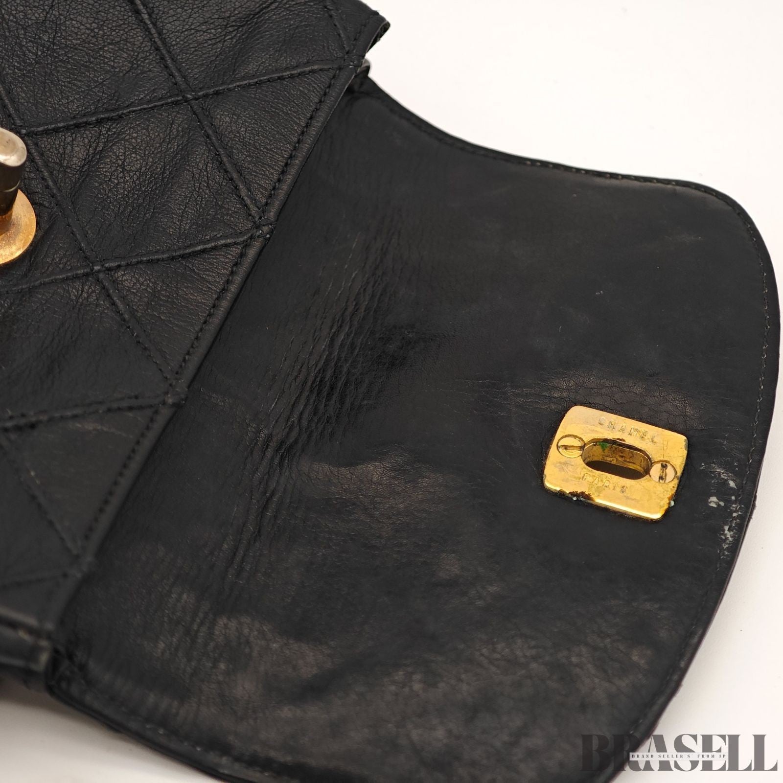 CHANEL Belt Bag Black Leather Gold Turnlock CC Logo Chain Waist Pouch Quilting
