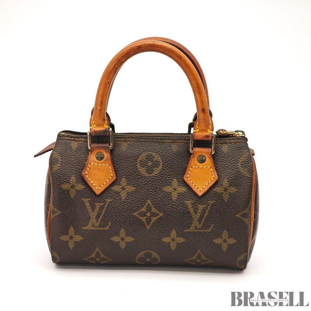Auth Louis Vuitton Monogram Mini Speedy Hand Bag M41534 Mini Boston Bag Brown
