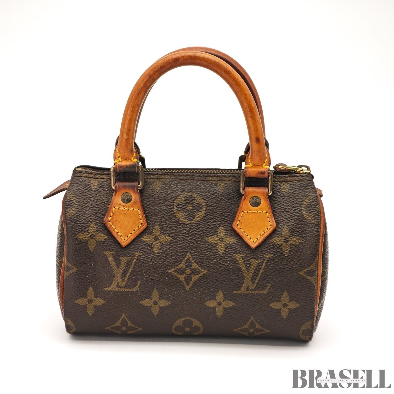 Auth Louis Vuitton Monogram Mini Speedy Hand Bag M41534 Mini Boston Bag Brown