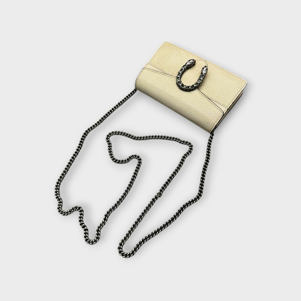 Gucci Dionysus Chain Shoulder Bag Leather Ivory Silver Hardware【A】