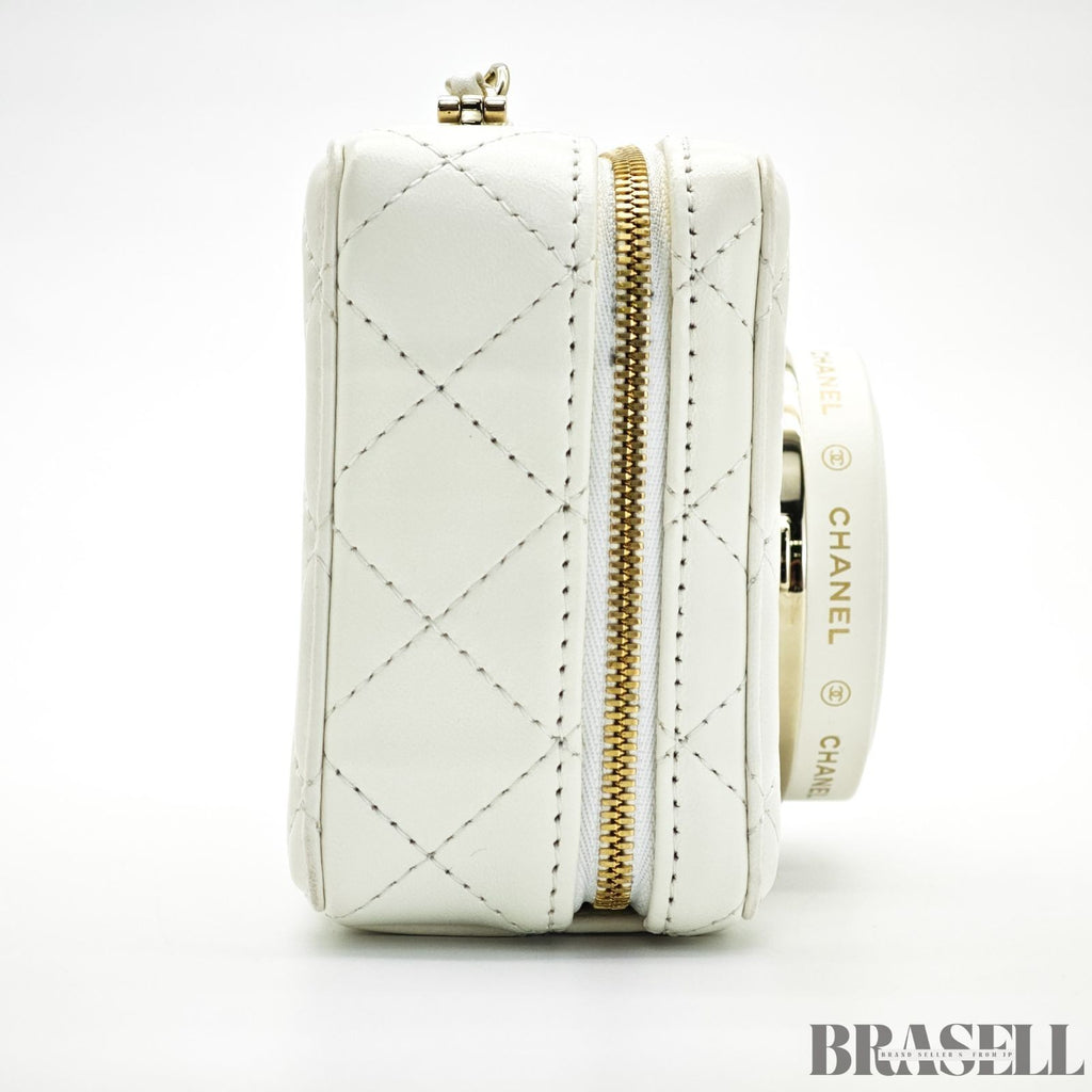 Chanel Matelassé Camera Bag AS4817 Shoulder Bag Compact With Mirror White