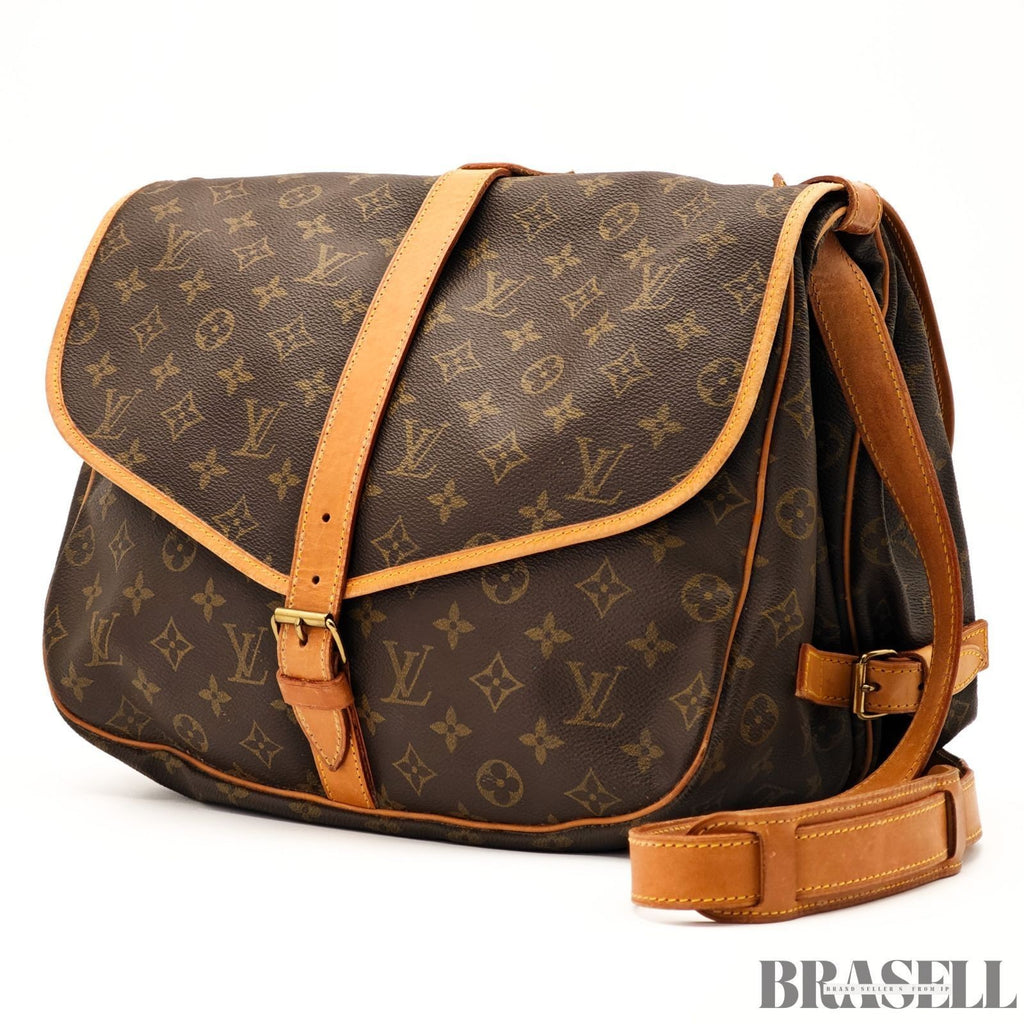 Louis Vuitton Saumur 35 M42254 Shoulder Bag Monogram Canvas Leather Brown Women