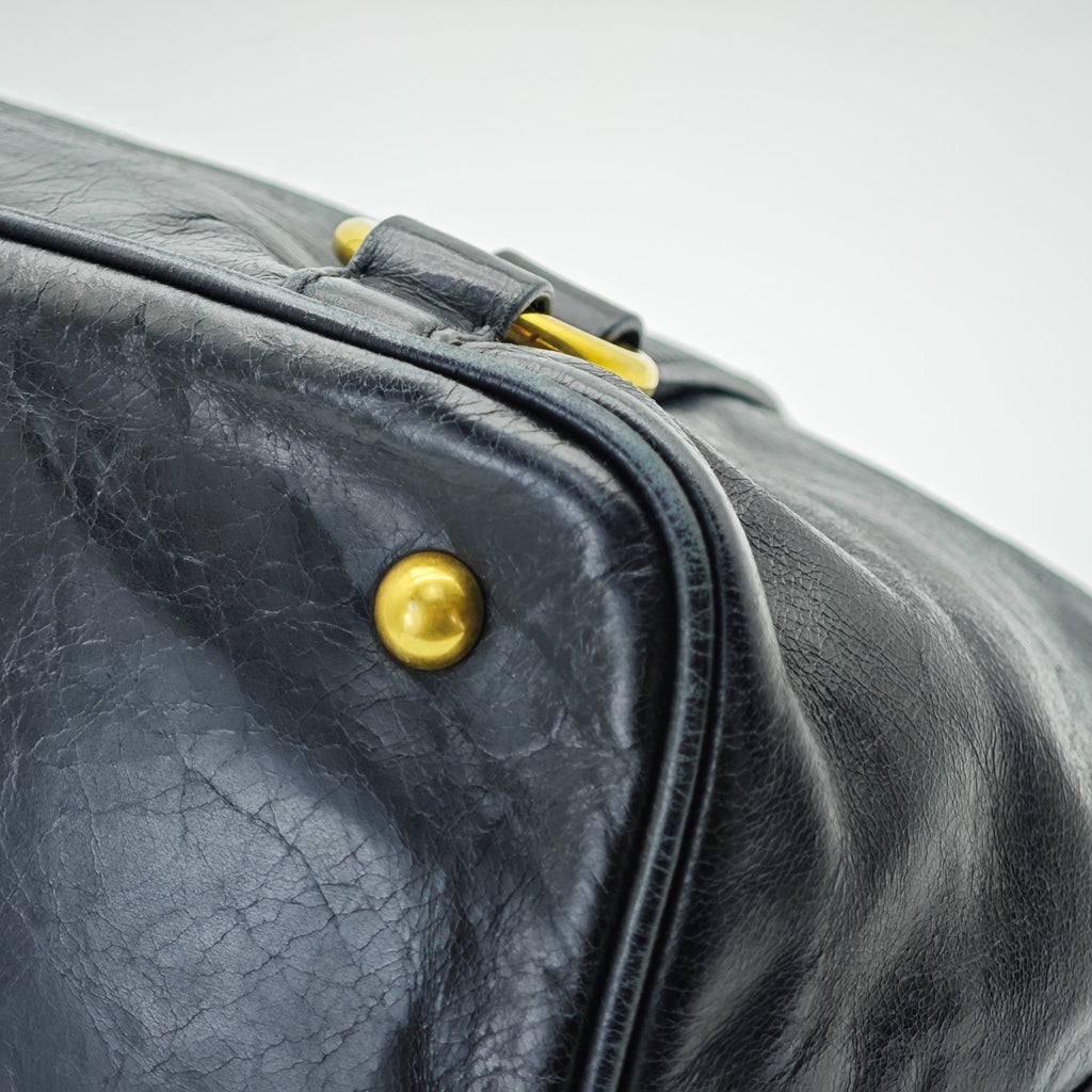 MIU MIU Vitello Lux Leather Handbag/Tote Bag Black for Men and Women