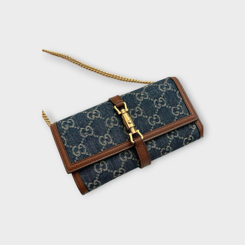 GUCCI Jackie Chain Wallet 1961 Indigo Blue
