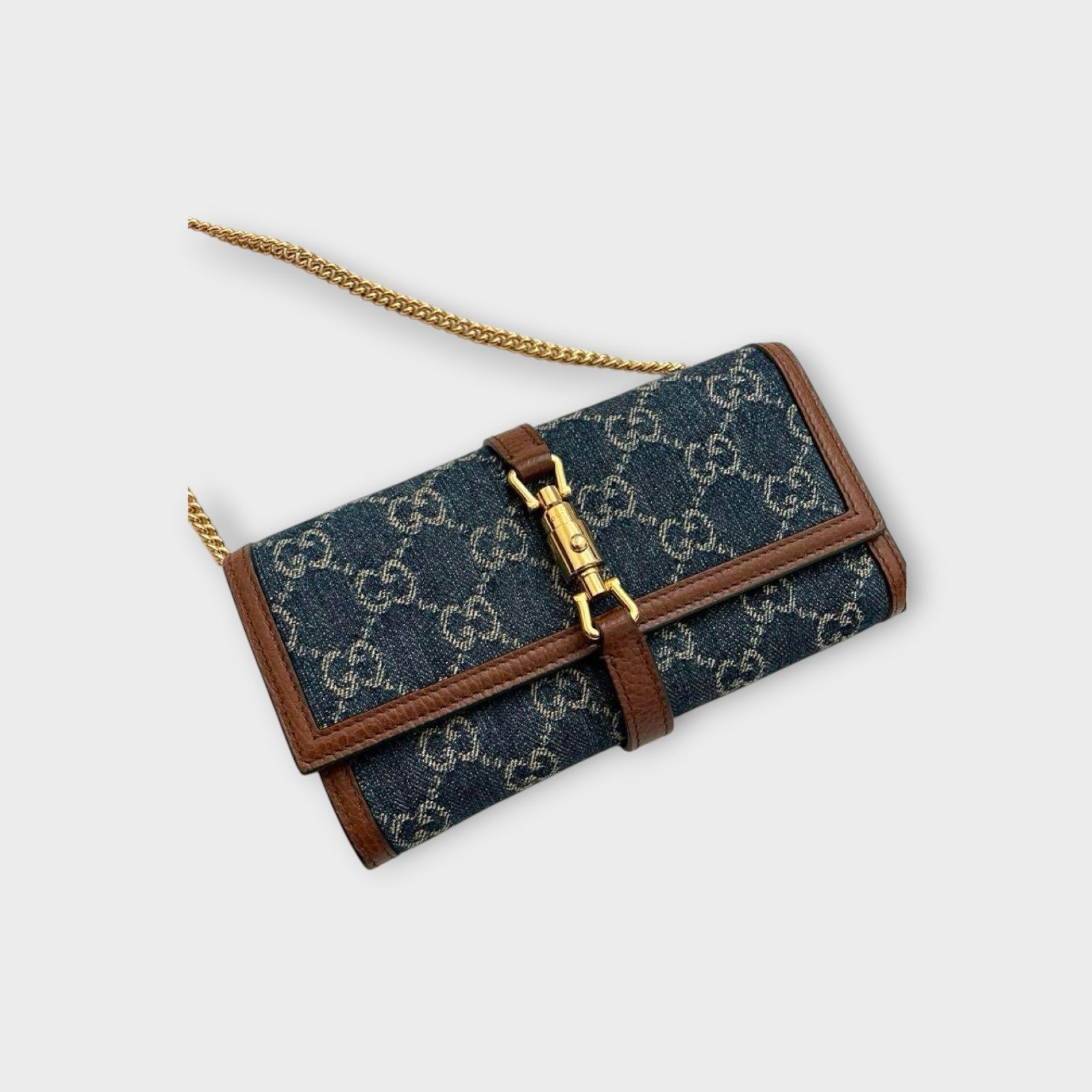 GUCCI Jackie Chain Wallet 1961 Indigo Blue