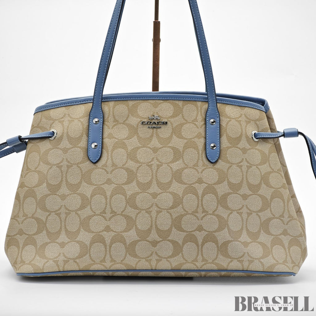 COACH Luxury Signature Tote Bag Beige/Blue for Women