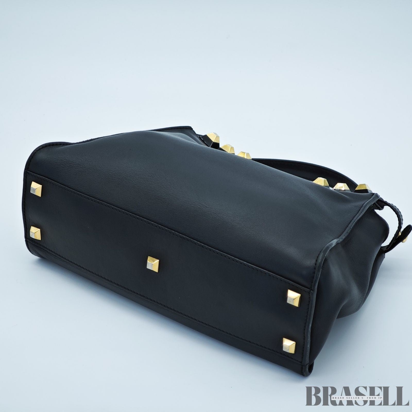 FENDI Peekaboo 8BN290 Large Black Leather Handbag Shoulder Bag Women’s