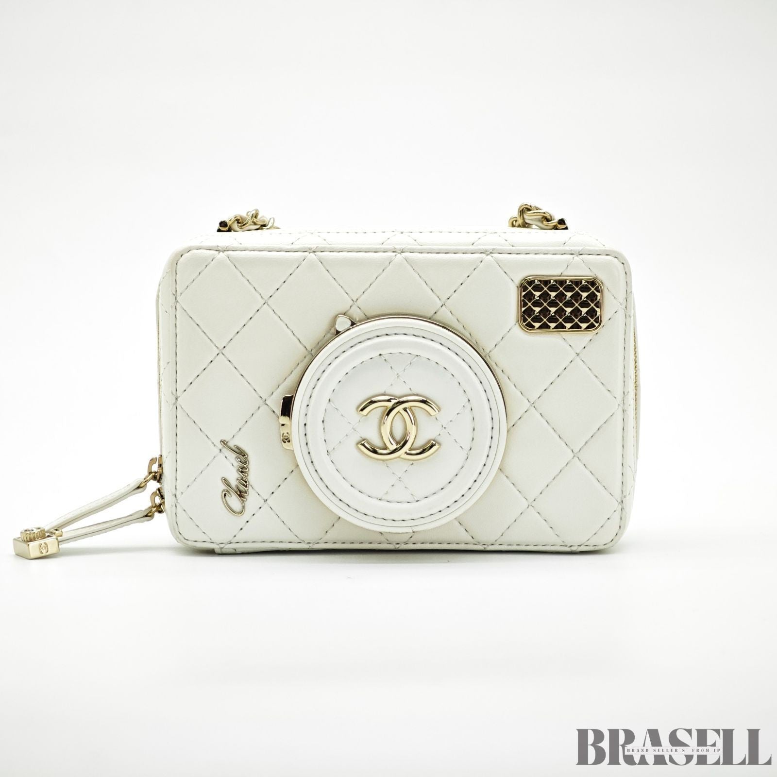 Chanel Matelassé Camera Bag AS4817 Shoulder Bag Compact With Mirror White
