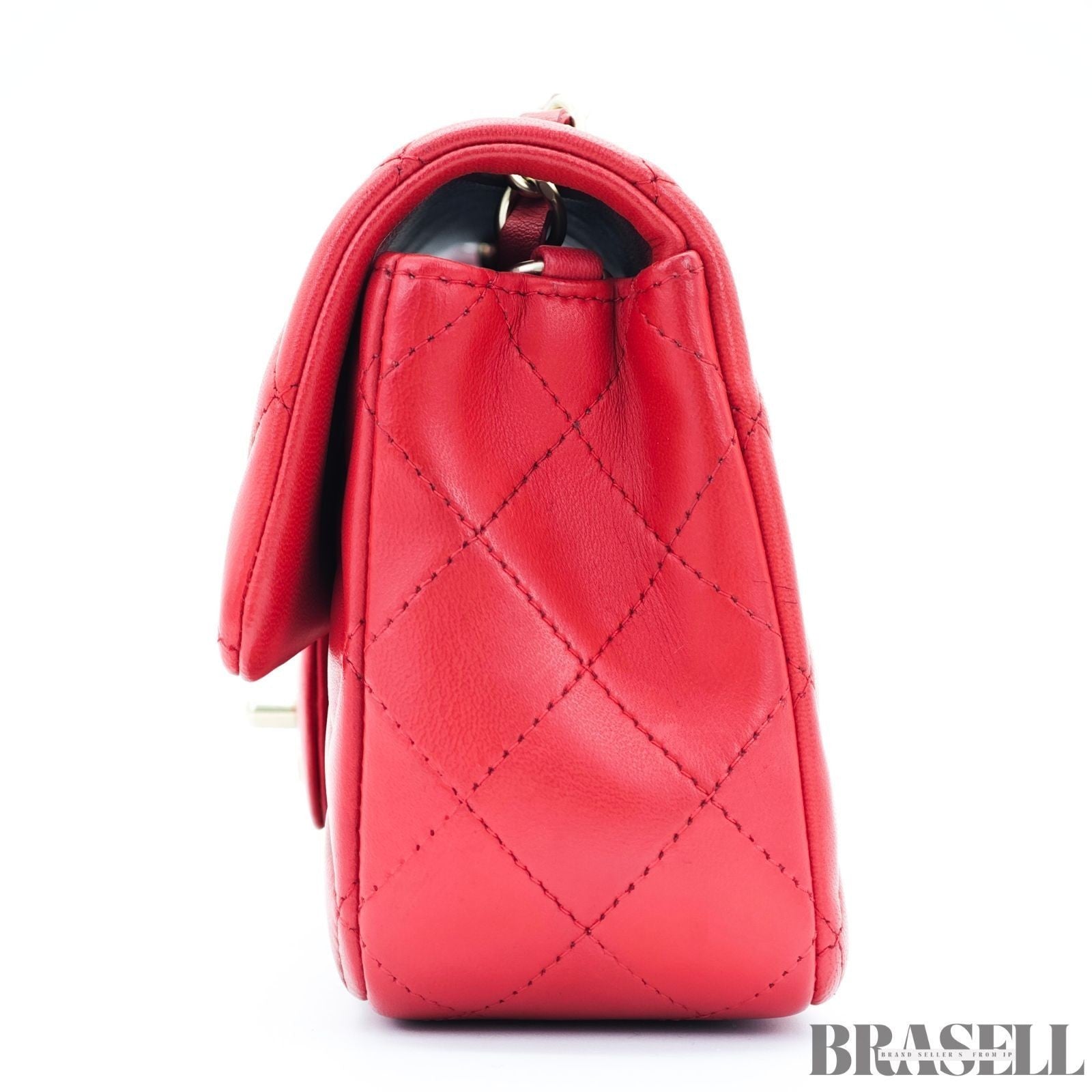 Chanel Mini Matelassé 20 Lambskin Single Flap Shoulder Bag Red Women