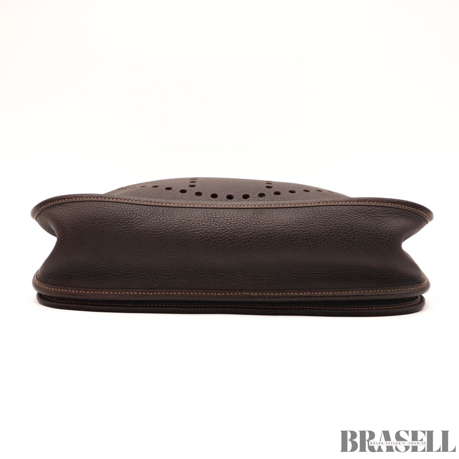 HERMES Evelyn 2 GM Punching H logo Shoulder Bag Brown w/Box Dust Bag Strap