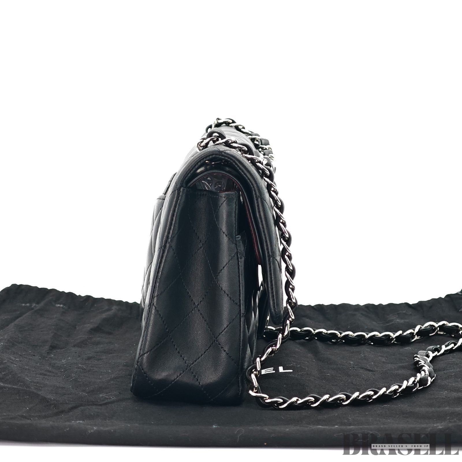 CHANEL Matelasse Classic Flap 25 A01112 Black Shoulder Bag w/ Dust Bag Card