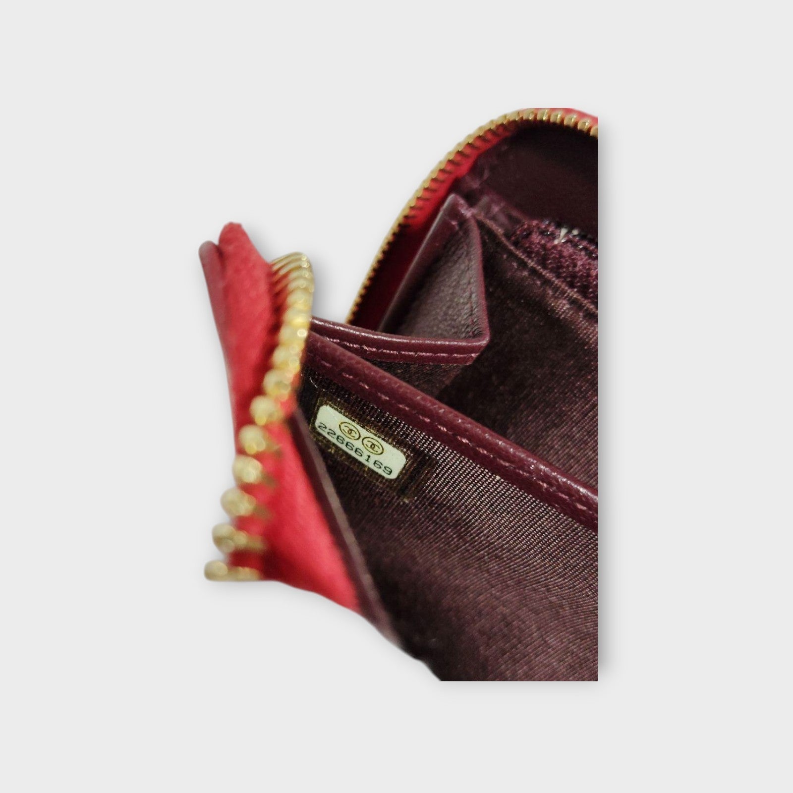 CHANEL Mademoiselle Long Wallet Matelassé Design Coco Mark Passionate Deep Red