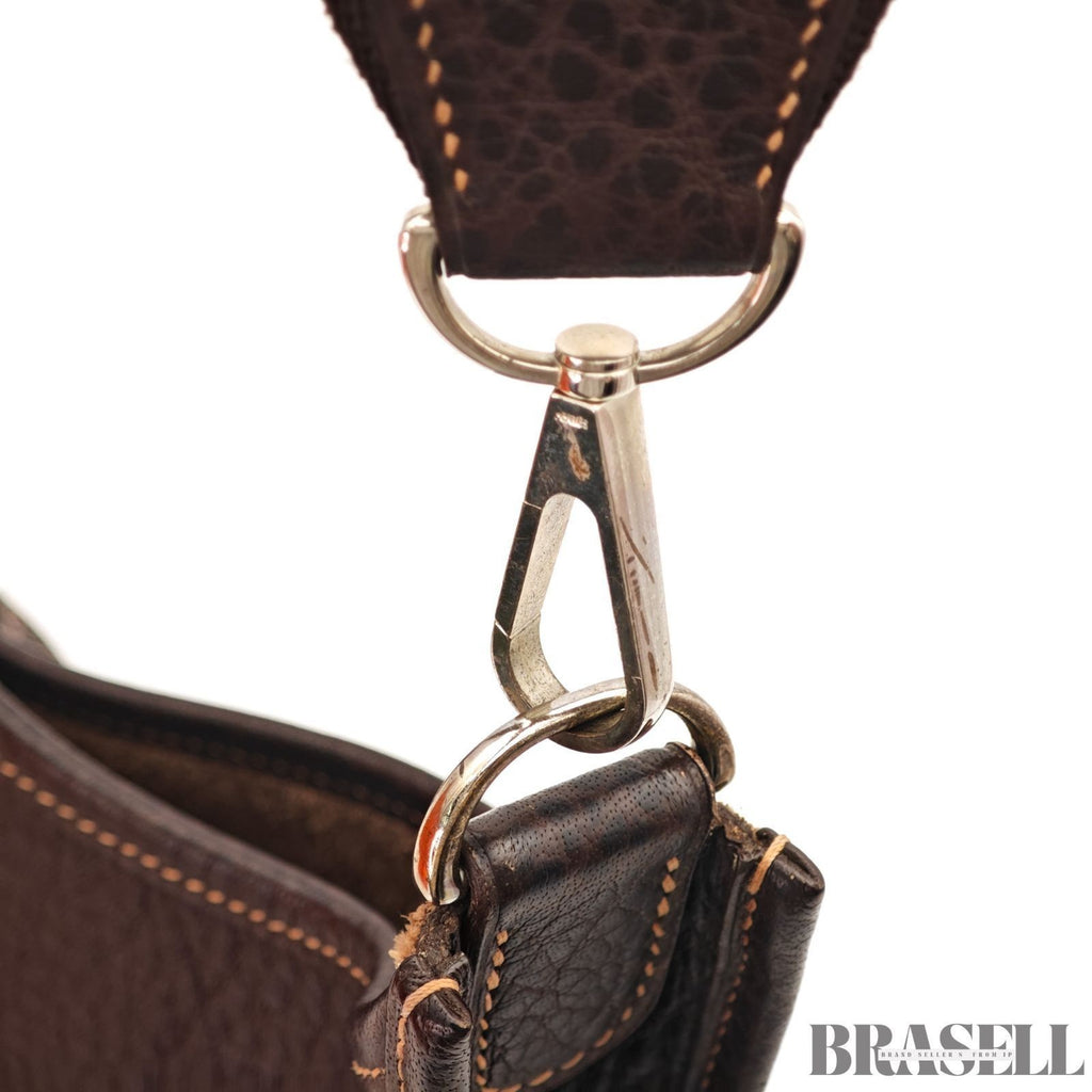 HERMES Evelyn 2 GM Punching H logo Shoulder Bag Brown w/Box Dust Bag Strap