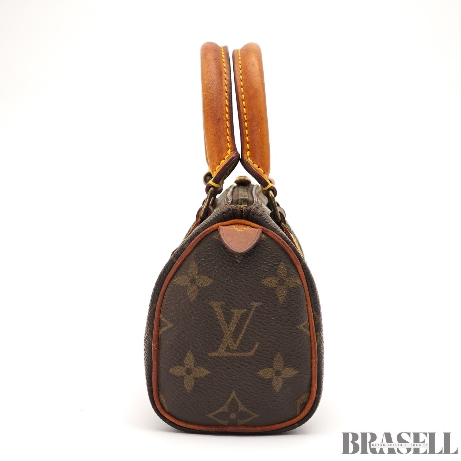 Auth Louis Vuitton Monogram Mini Speedy Hand Bag M41534 Mini Boston Bag Brown