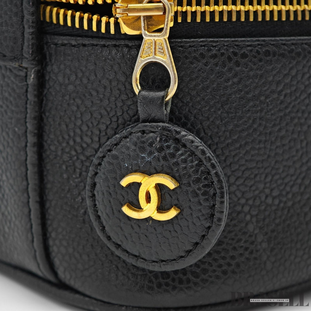 CHANEL Coco Mark Vanity Bag Mini Black Cosmetic Bag Women's