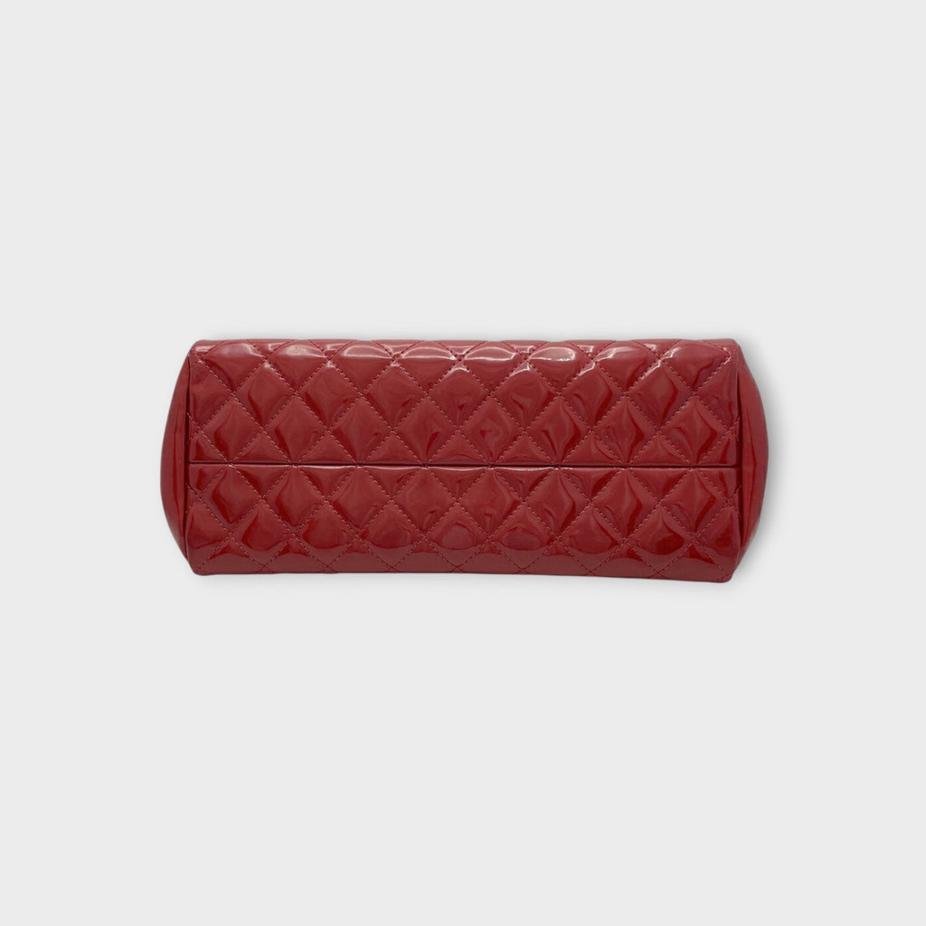 CHANEL Mademoiselle Chain Shoulder Bag Matelassé Coco Mark Red Leather 【B】